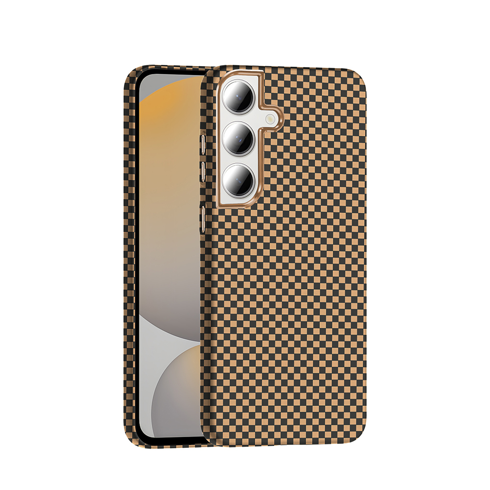 Galaxy S24 FE Kılıf M-safe Şarj Özellikli Karbon Fiber Görünümlü NXXA Gros Kapak - Desert Titanyum