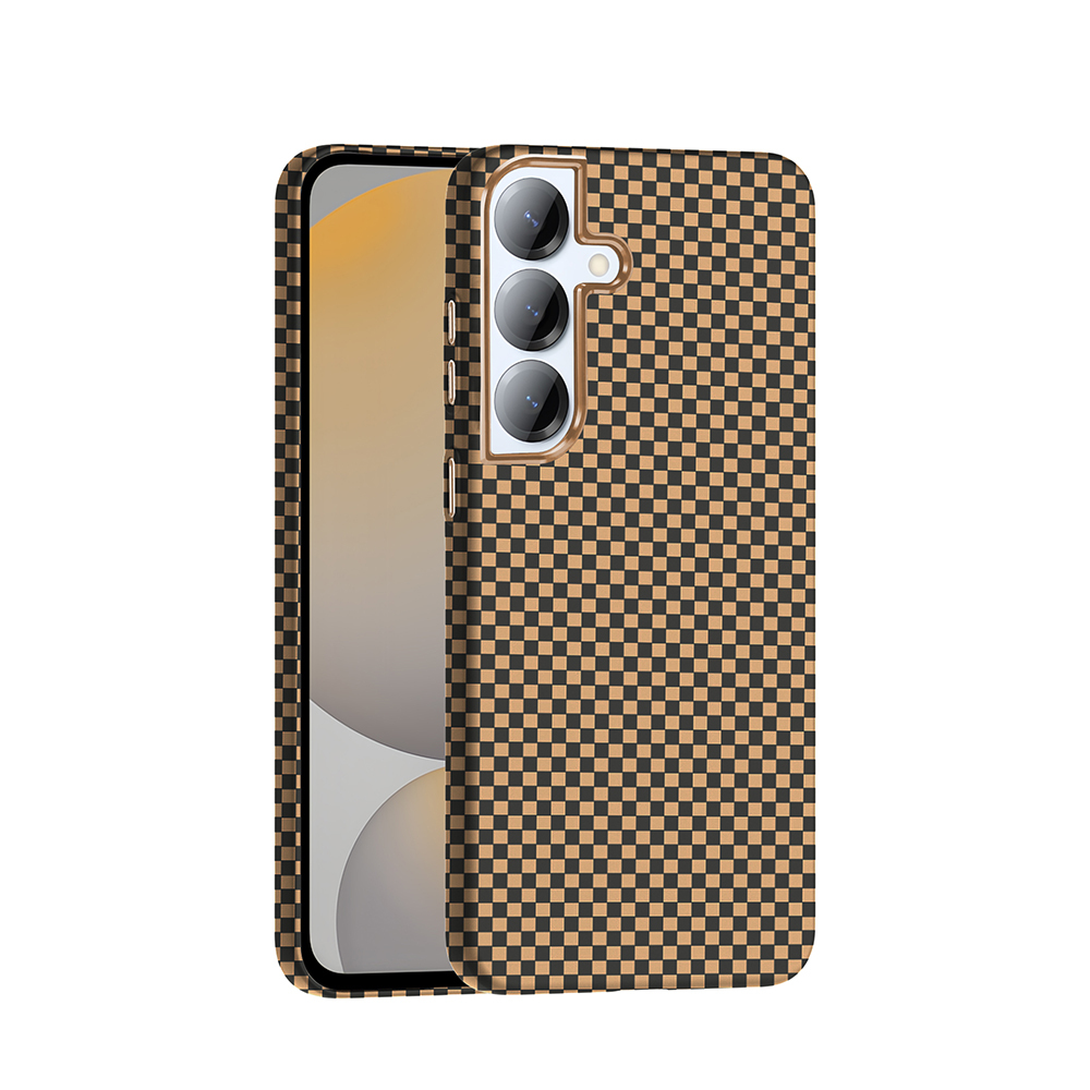 Galaxy S25 Plus Kılıf M-safe Şarj Özellikli Karbon Fiber Görünümlü NXXA Gros Kapak - Desert Titanyum