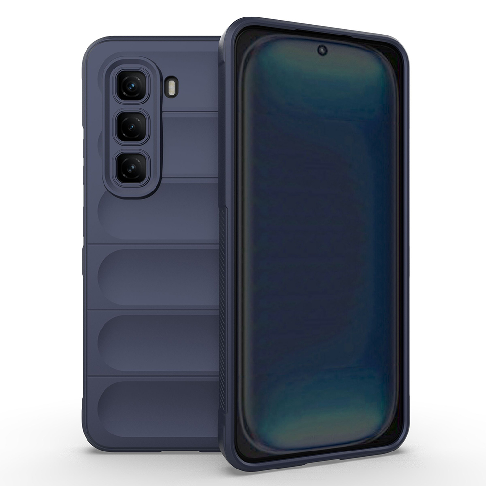 İnfinix Hot 50 4G Kılıf Esnek TPU Oyuklu Arka Yüzey Tasarımlı NXXA Etnik Silikon Kapak - Lacivert