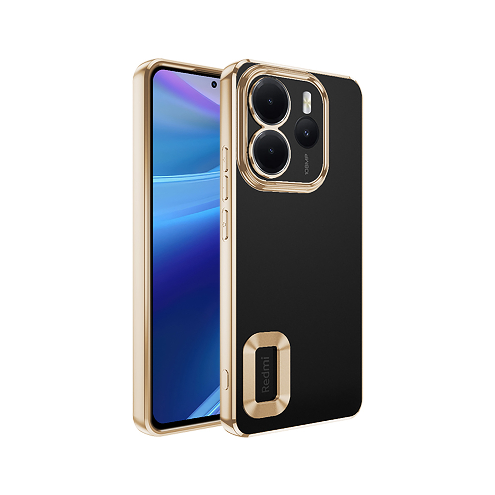 Redmi Note 14 4G Kılıf Kamera Korumalı Logo Gösteren NXXA Omega Kapak - Gold