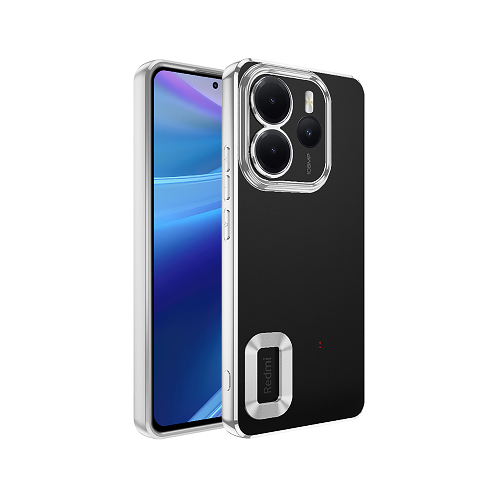 Redmi Note 14 4G Kılıf Kamera Korumalı Logo Gösteren NXXA Omega Kapak - Gümüş