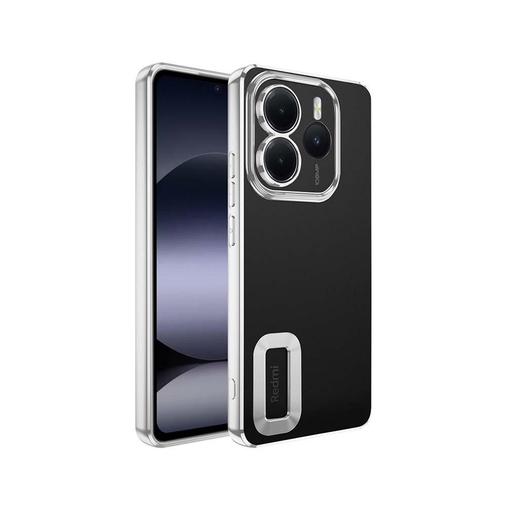 Redmi Note 14 5G Kılıf Kamera Korumalı Logo Gösteren NXXA Omega Kapak - Gümüş