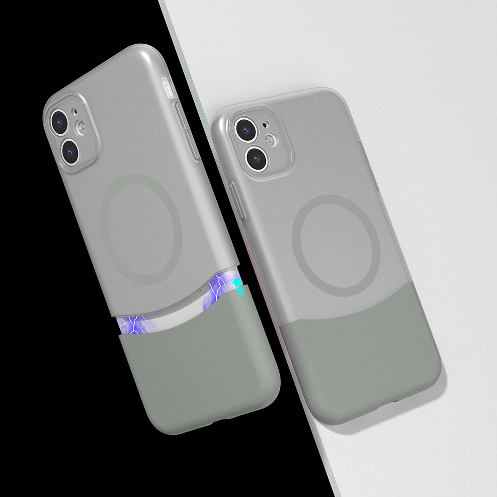 iPhone 11 Kılıf M-Safe Şarj Özellikli Mıknatıslı NXXA Duble Kapak - Gri