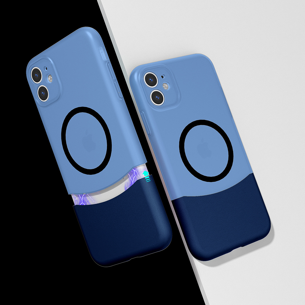 iPhone 11 Kılıf M-Safe Şarj Özellikli Mıknatıslı NXXA Duble Kapak - Lacivert