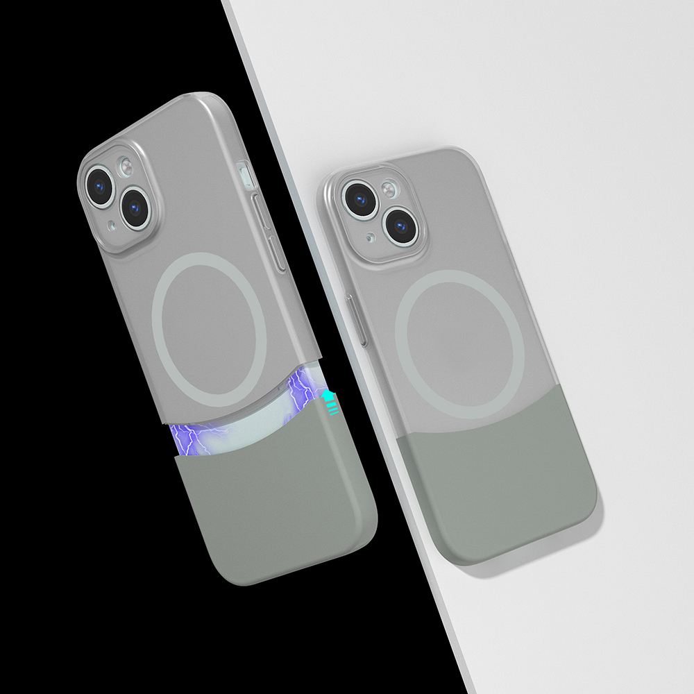 iPhone 14 Kılıf M-Safe Şarj Özellikli Mıknatıslı NXXA Duble Kapak - Gri