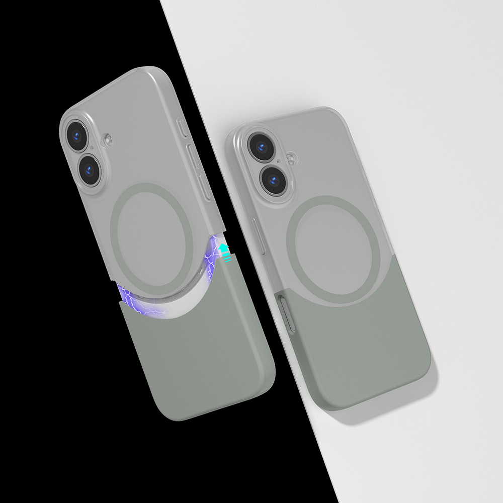 iPhone 16 Plus Kılıf M-Safe Şarj Özellikli Mıknatıslı NXXA Duble Kapak - Gri