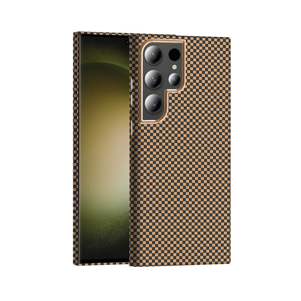 Galaxy S24 Ultra Kılıf M-safe Şarj Özellikli Karbon Fiber Görünümlü NXXA Gros Kapak - Desert Titanyu