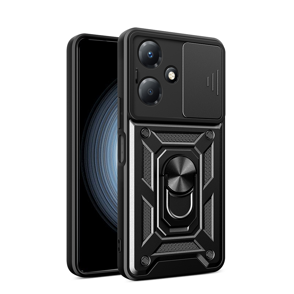 İnfinix Hot 30 Play Kılıf Magnetik Standlı Kamera Korumalı NXXA Sürgülü Vega Kapak - Siyah