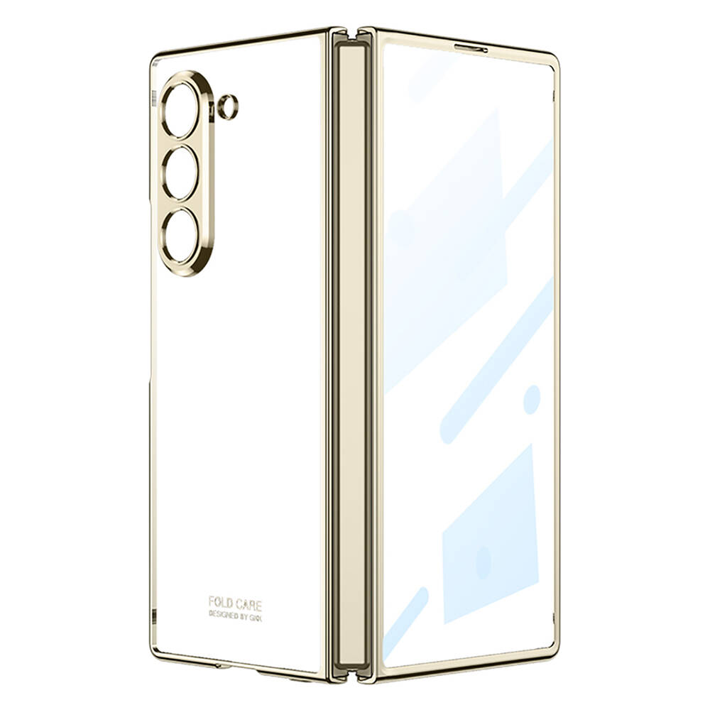 Galaxy Z Fold 6 Kılıf NXXA Full Camlı Kıpta Kapak-Gold