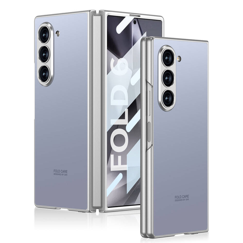 Galaxy Z Fold 6 Kılıf Titanyum Metal Tasarımlı NXXA Kıpta Caz Kapak-Mavi