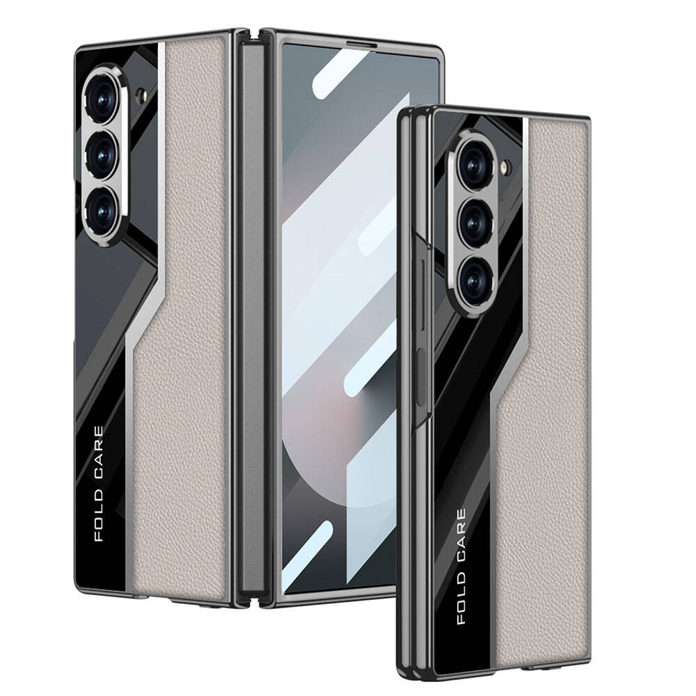 Galaxy Z Fold 6 Kılıf Ultra İnce Kamera Korumalı PC + Deri Arka Yüzey NXXA Kıpta Poligan Kapak-Titan