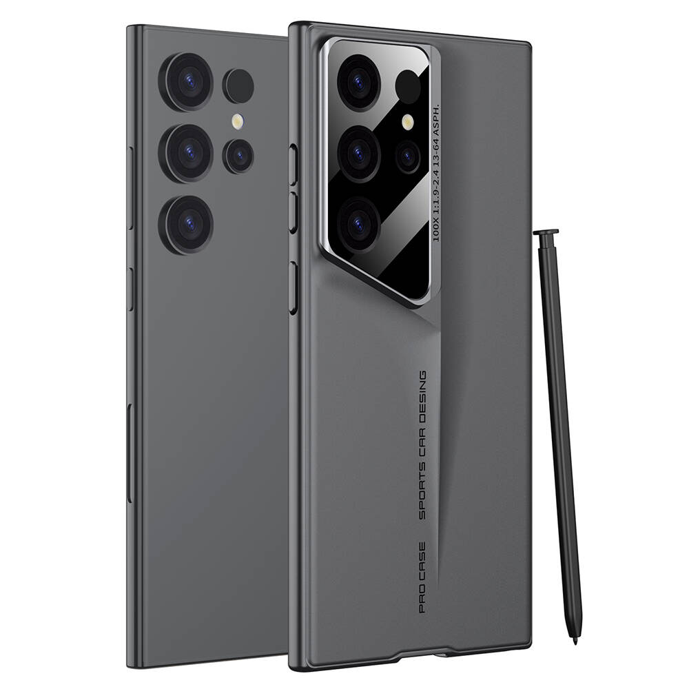 Galaxy S23 Ultra Kılıf Ultra İnce Kamera Korumalı Sert Rubber NXXA Procase Kapak-Gri