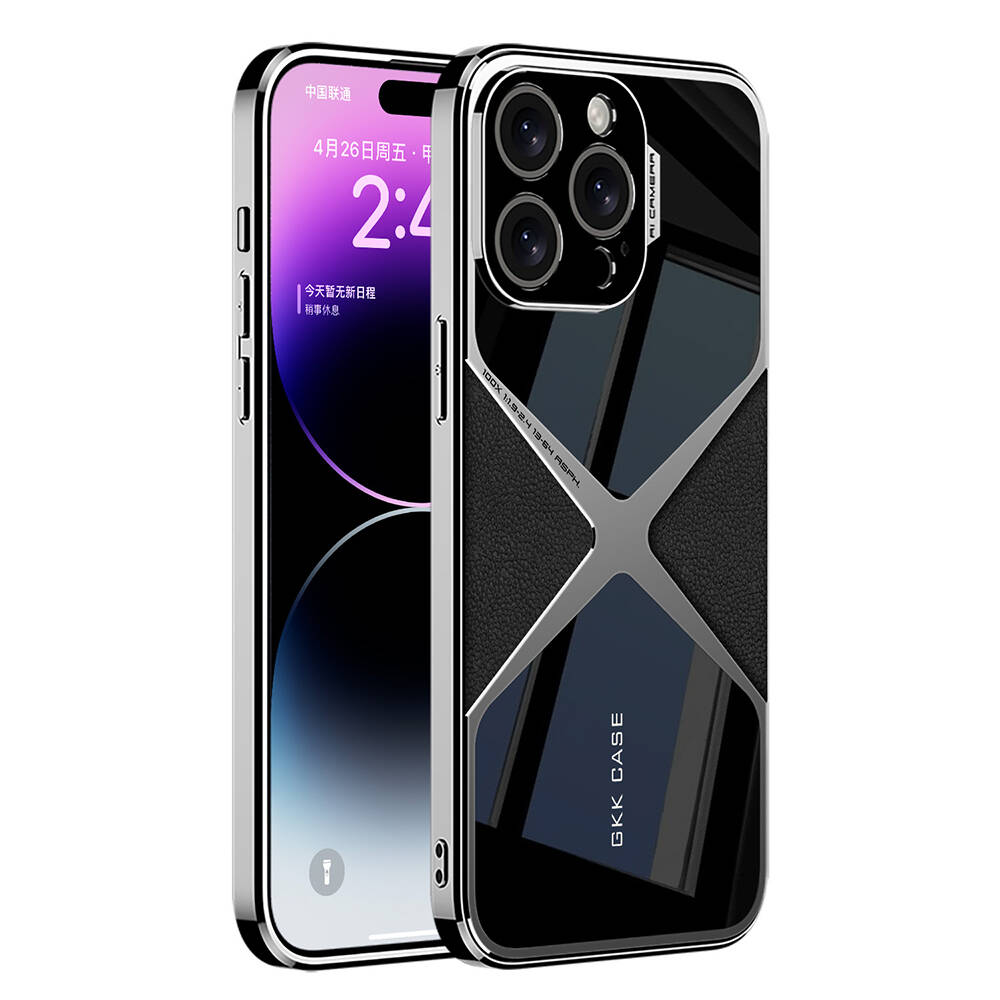 Apple iPhone 14 Pro Kılıf Ultra İnce Kamera Korumalı PC + Deri Arka Yüzey NXXA X-Pro Kapak-Siyah