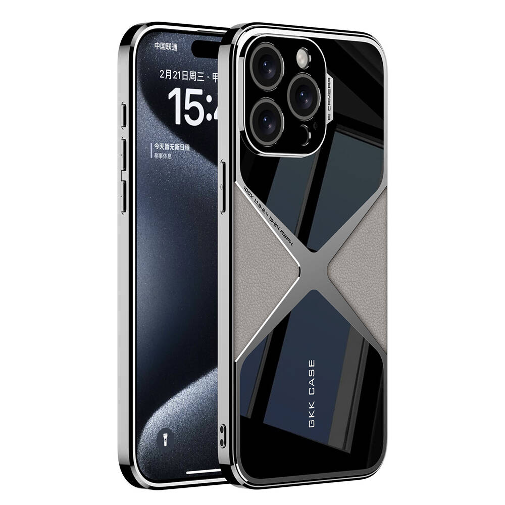 Apple iPhone 15 Pro Max Kılıf Ultra İnce Kamera Korumalı PC + Deri Arka Yüzey NXXA X-Pro Kapak-Titan
