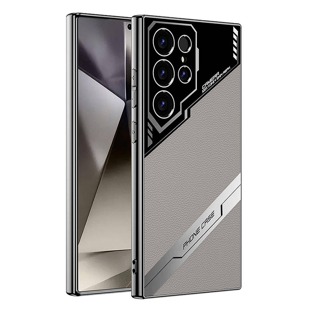 Galaxy S24 Ultra Kılıf Kamera Korumalı Suni Deri Tasarım NXXA Yeni Seri Procase Kapak-Titanyum-Gri