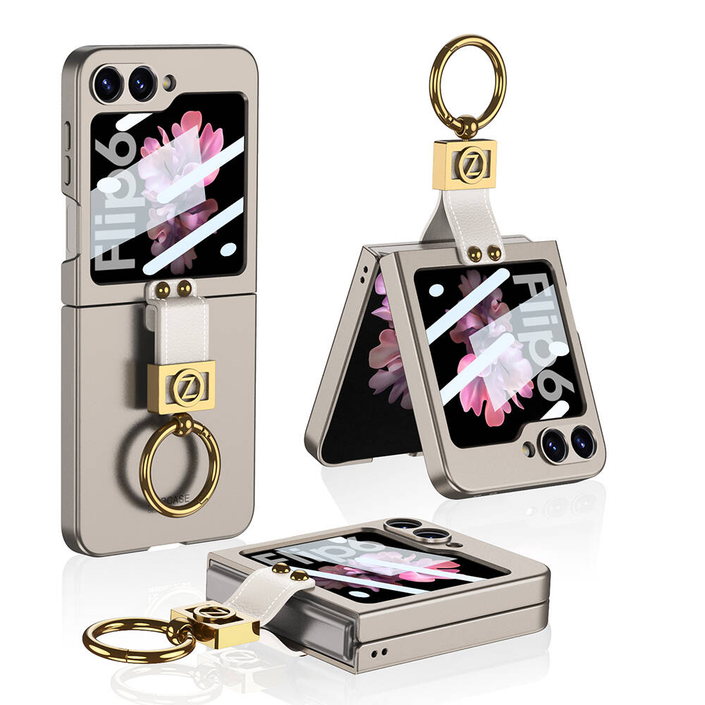 Galaxy Z Flip 6 Kılıf NXXA Z Harfli Yüzüklü Kıpta Kapak-Titanyum-Gri