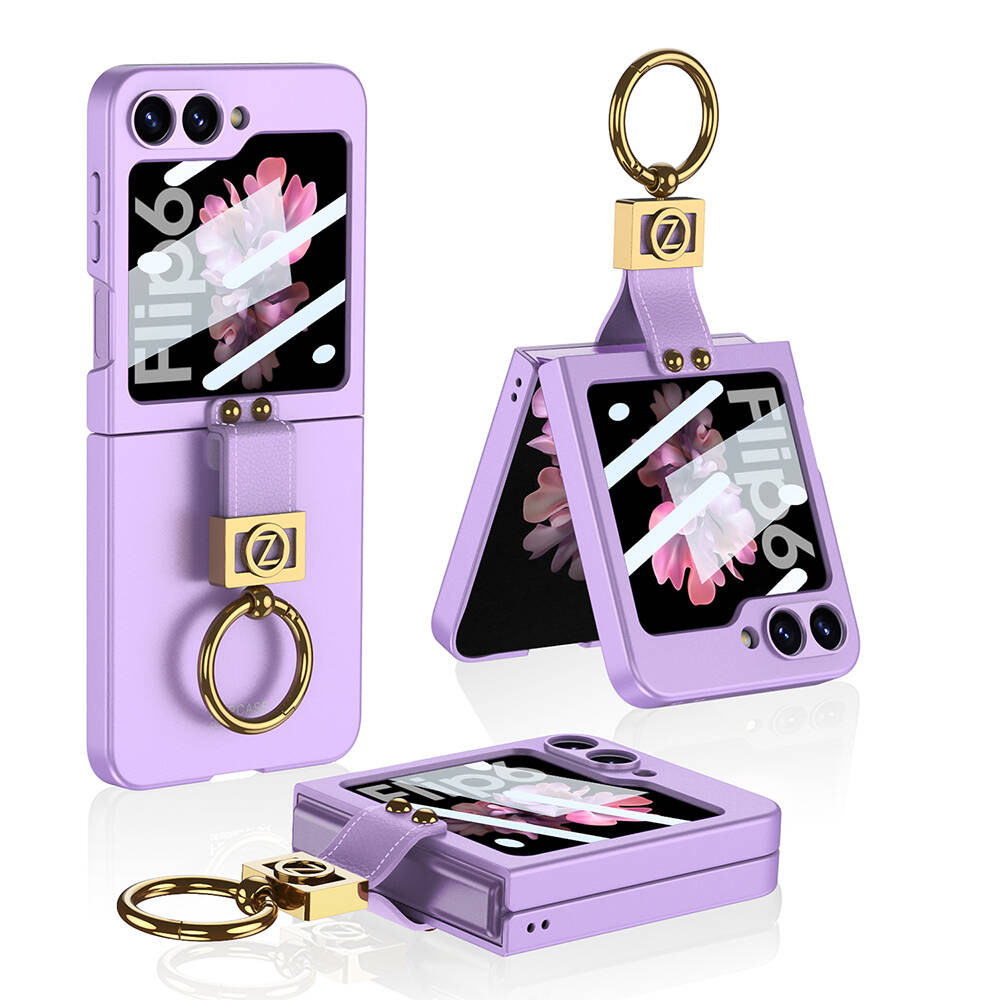 Galaxy Z Flip 6 Kılıf NXXA Z Harfli Yüzüklü Kıpta Kapak-Lila