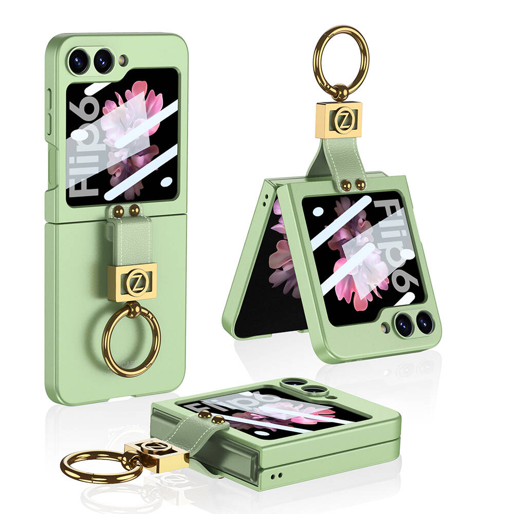 Galaxy Z Flip 6 Kılıf NXXA Z Harfli Yüzüklü Kıpta Kapak-Yeşil