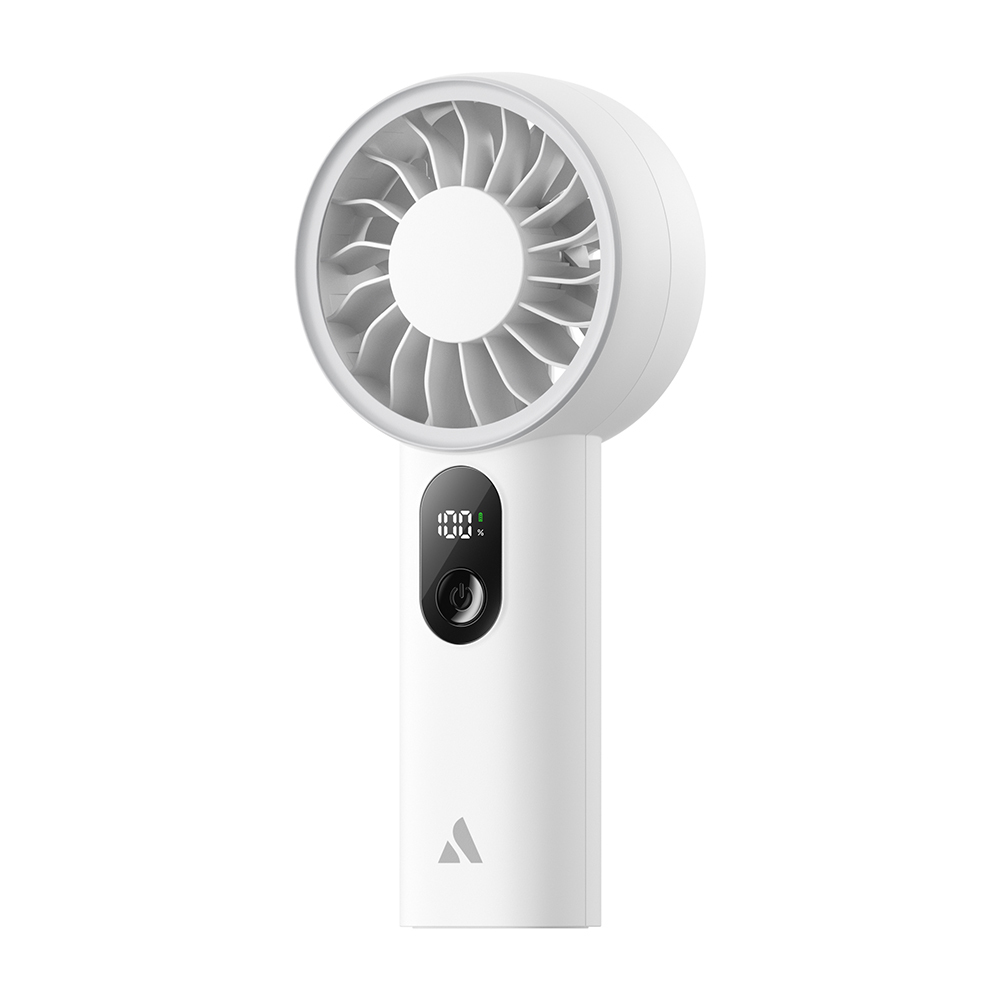 Aecooly PE01 Dijital LED Göstergeli 5 Kademeli Portatif Soğutucu El Fanı - Beyaz