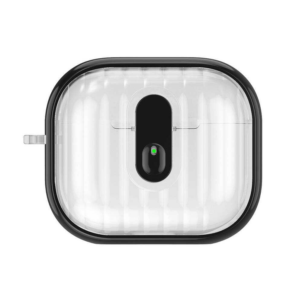 Airpods 4 Kılıf Kenarları Renkli Şeffaf Dilimli Silikon Zore Airbag 40 Kılıf - Siyah