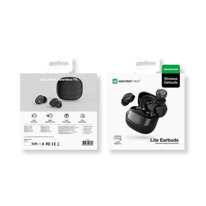 Amazingthing Amazsound Lite Digital LED Display In-Ear Bluetooth Headphones v5.4 - 12