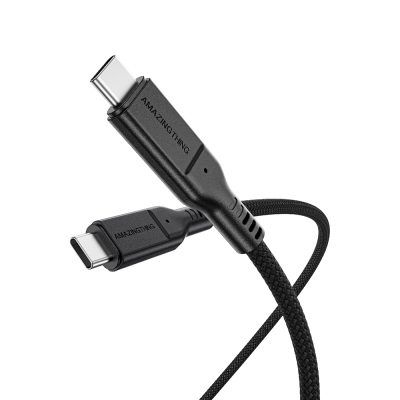 Amazingthing Thunder Pro USB3.2 Gen2 PD3.1 Port Korumalı Type-C to Type-C Kablo 120cm 240W 4K@60Hz - Amazingthing