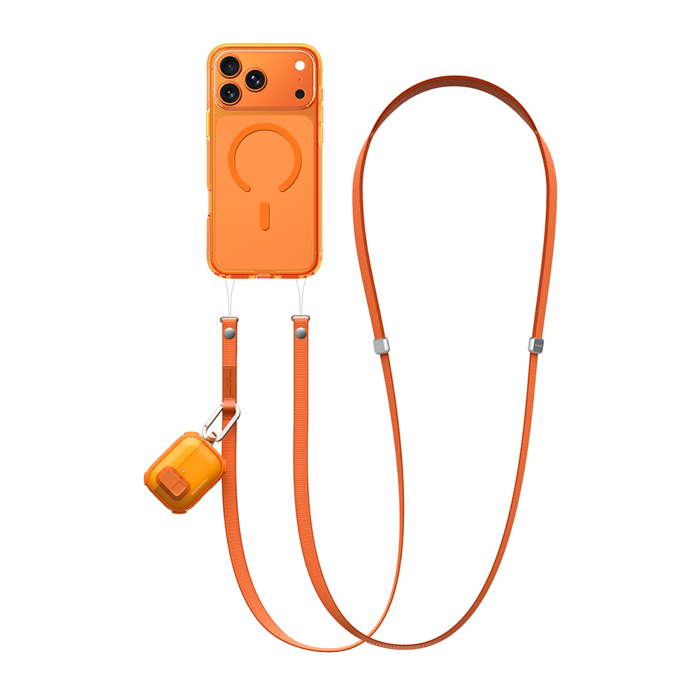Amazingthing Titan Serisi Ayarlanabilir Manyetik Tasarımlı Telefon ve AirPods Boyun Askı İpi - Turuncu
