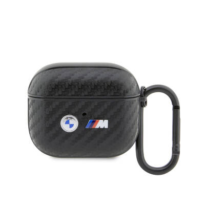 Apple Airpods 3. Nesil Kılıf BMW Orjinal Lisanslı PU Karbon Fiber Tasarımlı Çift Metal Logolu Kapak - BMW