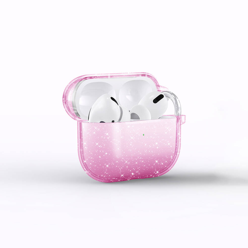 AirPods 3. Nesil Uyumlu NXXA Allstar Airbag 32 Parlayan Simli Saydam Renkli Kılıf-Pembe