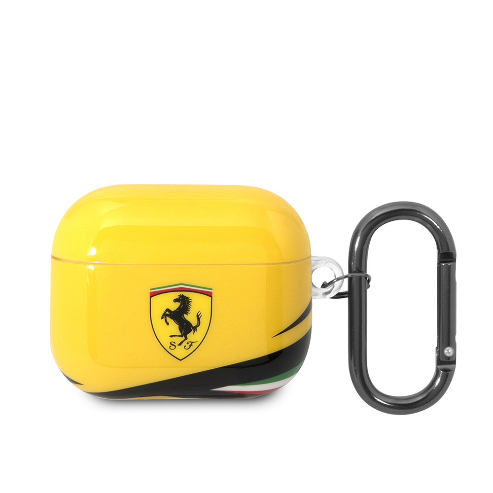 Apple Airpods 3.Nesil Kılıf Ferrari Orjinal Lisanslı IML Baskılı Klasik Logolu TPU Kılıf - Sarı