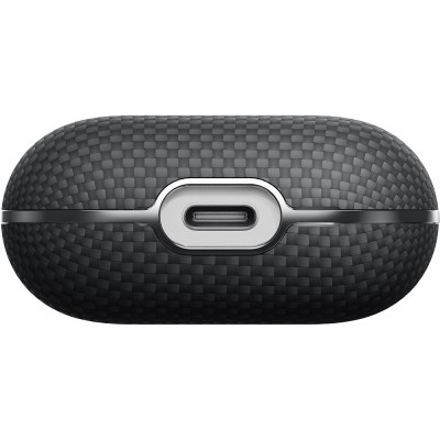 Apple Airpods 4 Kılıf 1500D Aramid Fiber Pitaka Ultra-Slim Classic Serisi Black-Grey Twill Kapak - 6
