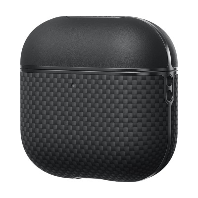 Apple Airpods 4 Kılıf 1500D Aramid Fiber Pitaka Ultra-Slim Classic Serisi Black-Grey Twill Kapak - 8