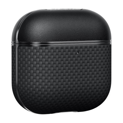 Apple Airpods 4 Kılıf 1500D Aramid Fiber Pitaka Ultra-Slim Classic Serisi Black-Grey Twill Kapak - 9