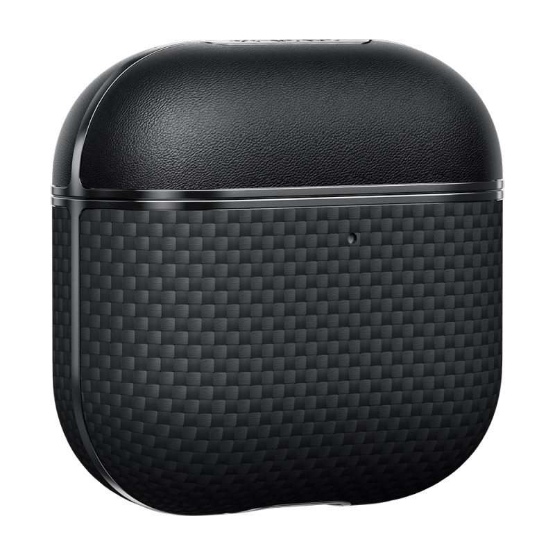Apple Airpods 4 Kılıf 1500D Aramid Fiber Pitaka Ultra-Slim Classic Serisi Black-Grey Twill Kapak - 9