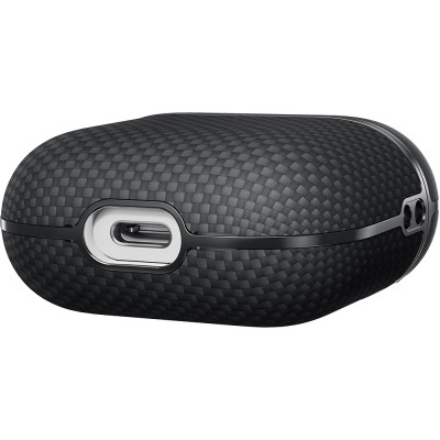 Apple Airpods 4 Kılıf 1500D Aramid Fiber Pitaka Ultra-Slim Classic Serisi Black-Grey Twill Kapak - 10