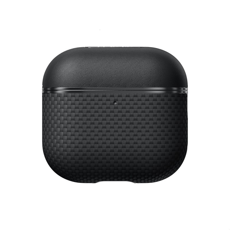 Apple Airpods 4 Kılıf 1500D Aramid Fiber Pitaka Ultra-Slim Classic Serisi Black-Grey Twill Kapak - 1