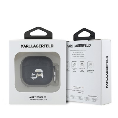 Apple Airpods 4 Kılıf Karl Lagerfeld Orjinal Lisanslı Monogram Silikon Kapak - 4
