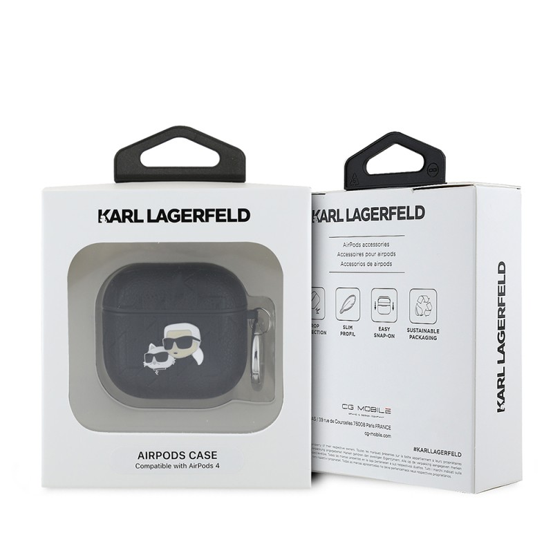 Apple Airpods 4 Kılıf Karl Lagerfeld Orjinal Lisanslı Monogram Silikon Kapak - 4