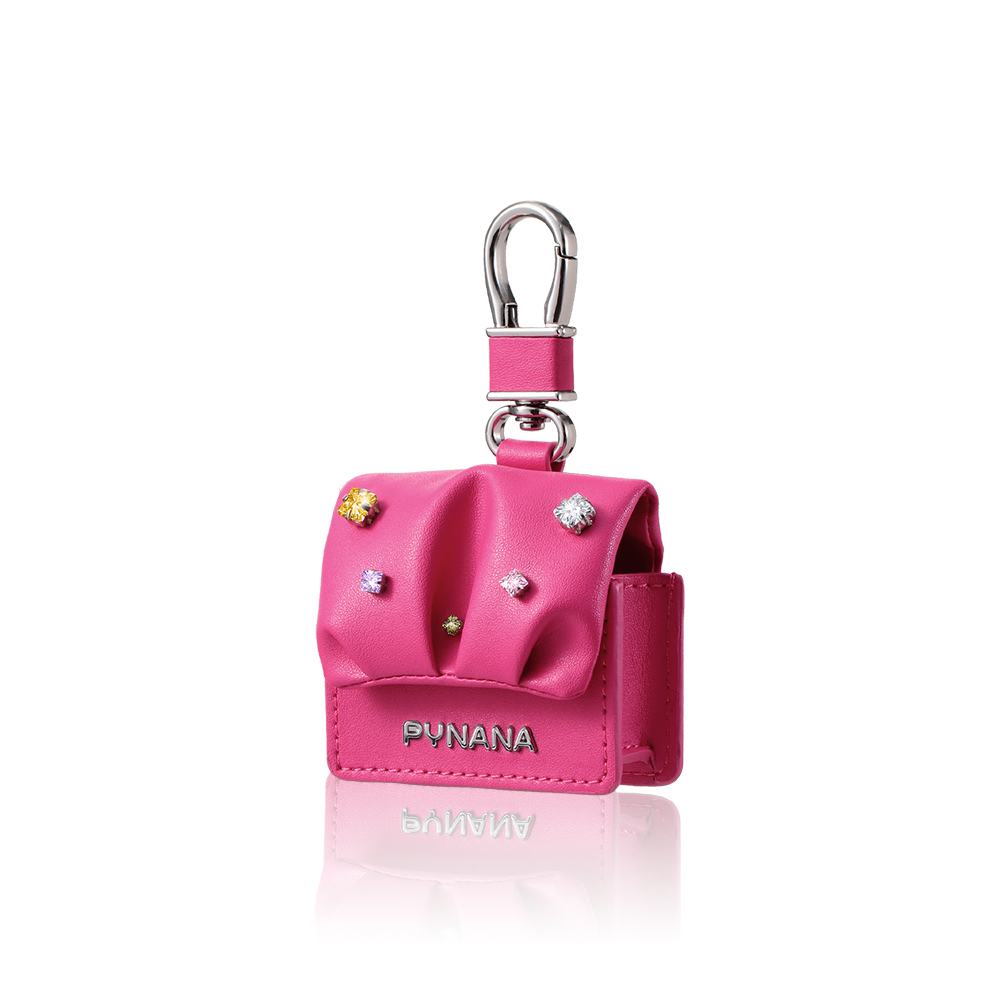 Apple Airpods 4 Kılıf PU Deri Çanta Tasarımlı Taşlı Pynana Sugar Cube Serisi Kapak - Pembe