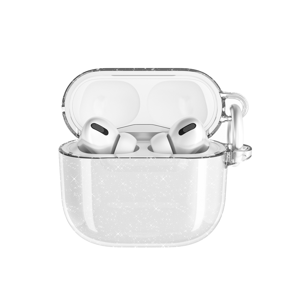 Apple Airpods 4 Zore Allstar Airbag 32 Parlayan Simli Saydam Renkli Kılıf - Şeffaf