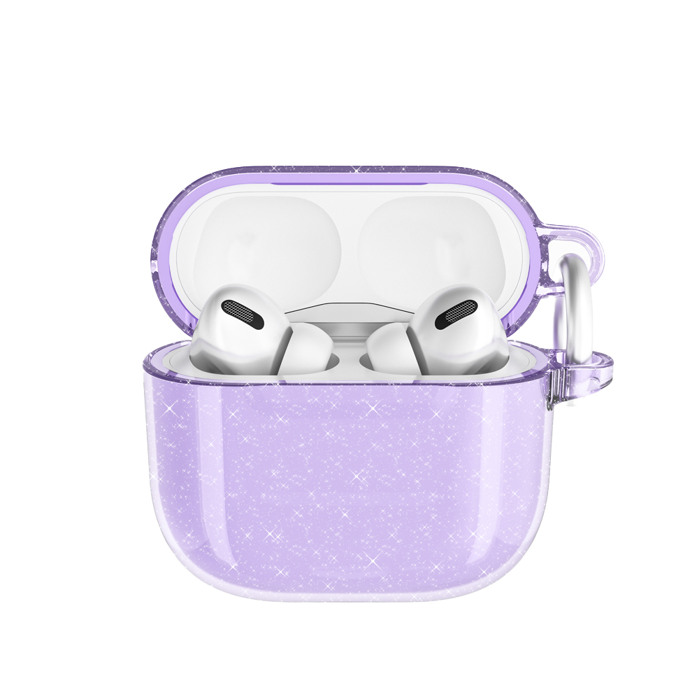 Apple Airpods 4 Zore Allstar Airbag 32 Parlayan Simli Saydam Renkli Kılıf - Mor