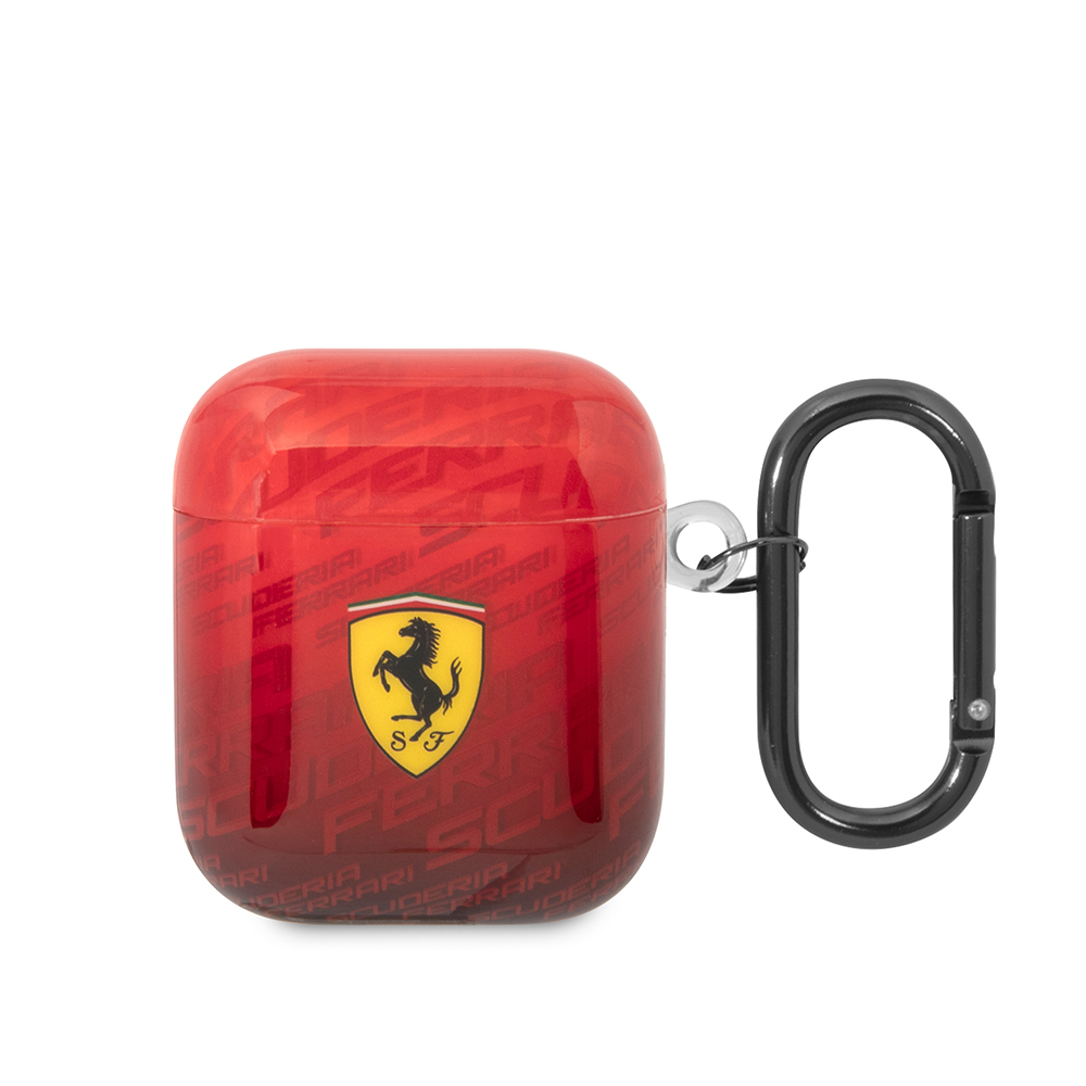 Apple Airpods Kılıf Ferrari Orjinal Lisanslı IML Baskılı Klasik Logolu SF Desenli TPU Kılıf - Kırmızı