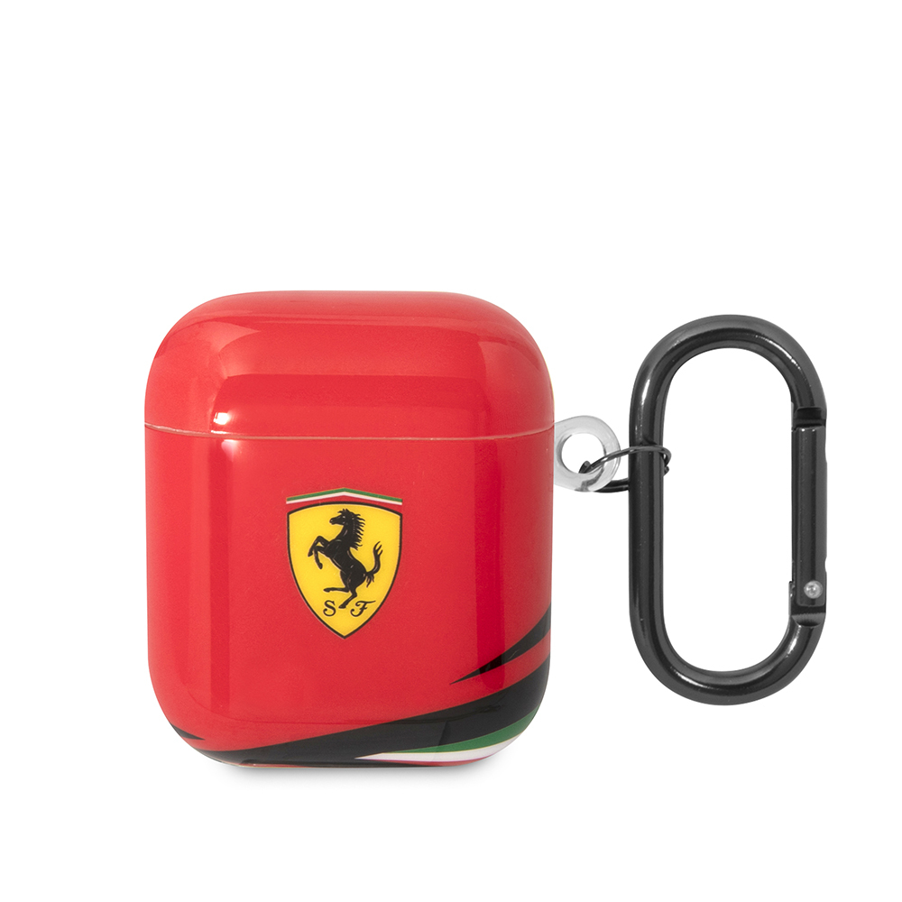 Apple Airpods Kılıf Ferrari Orjinal Lisanslı IML Baskılı Klasik Logolu TPU Kılıf - Kırmızı