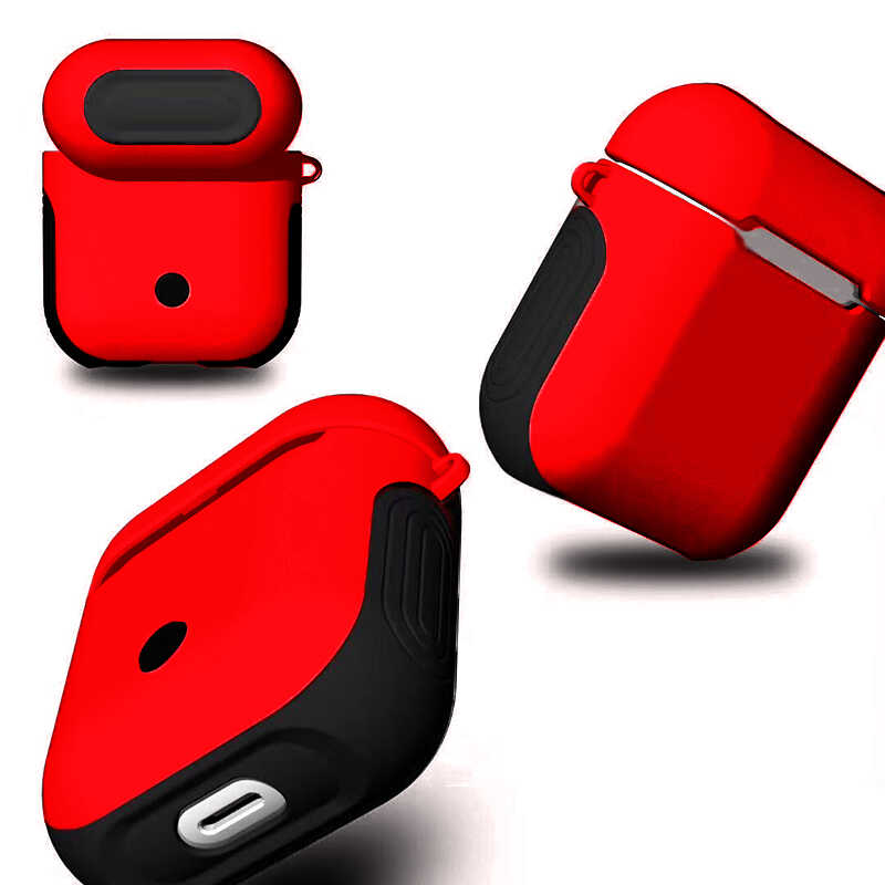 Apple Airpods Kılıf Zore Shockproof Silikon - Kırmızı
