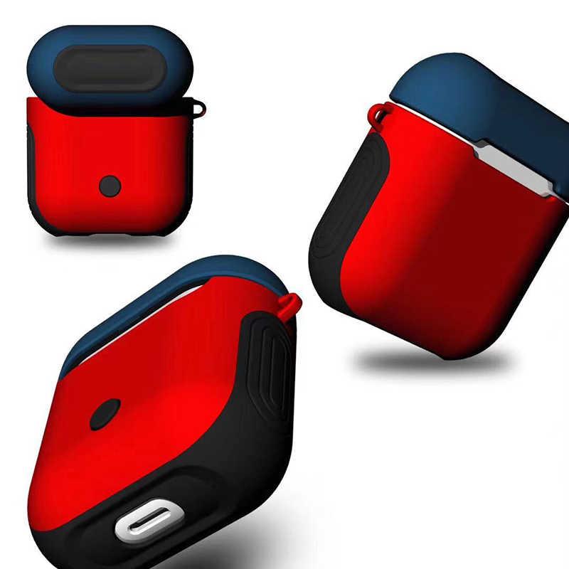 Apple Airpods Kılıf Zore Shockproof Silikon - Kırmızı-Mavi