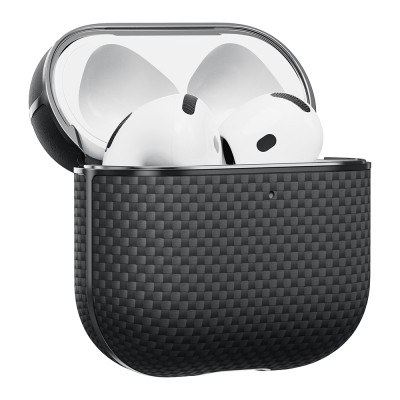 Apple Airpods Pro 2 Case 1500D Aramid Fiber Pitaka Ultra-Slim Classic Series Black-Grey Twill Cover - 4