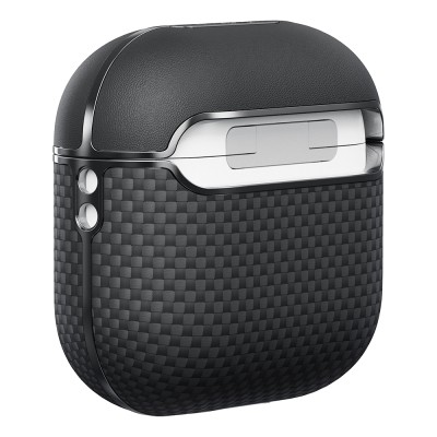 Apple Airpods Pro 2 Case 1500D Aramid Fiber Pitaka Ultra-Slim Classic Series Black-Grey Twill Cover - 5