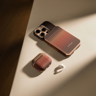 Apple Airpods Pro 2 Case Aramid Fiber Pitaka Tactile Woven Sunset-Moonrise Series Cover - 26