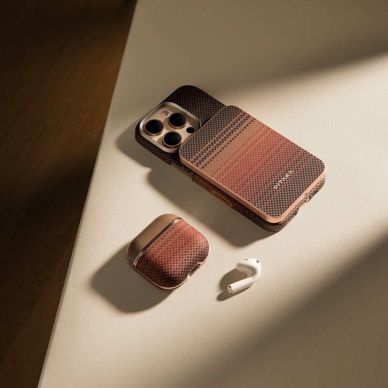 Apple Airpods Pro 2 Case Aramid Fiber Pitaka Tactile Woven Sunset-Moonrise Series Cover - 26