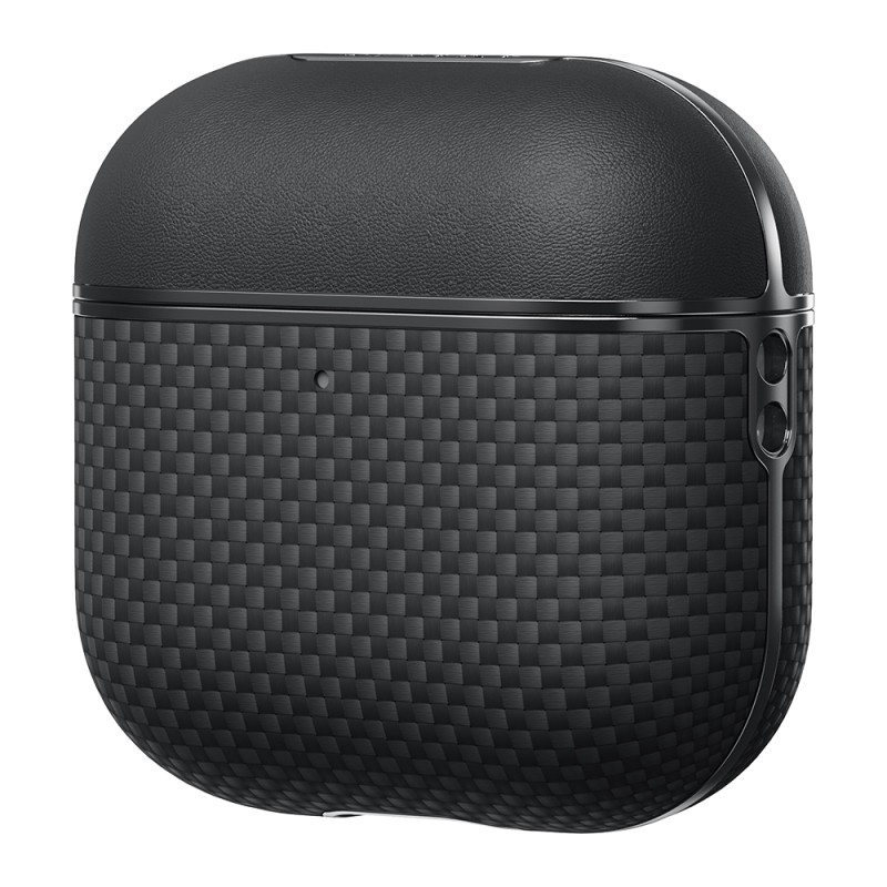 Apple Airpods Pro 2 Kılıf 1500D Aramid Fiber Pitaka Ultra-Slim Classic Serisi Black-Grey Twill Kapak - 2